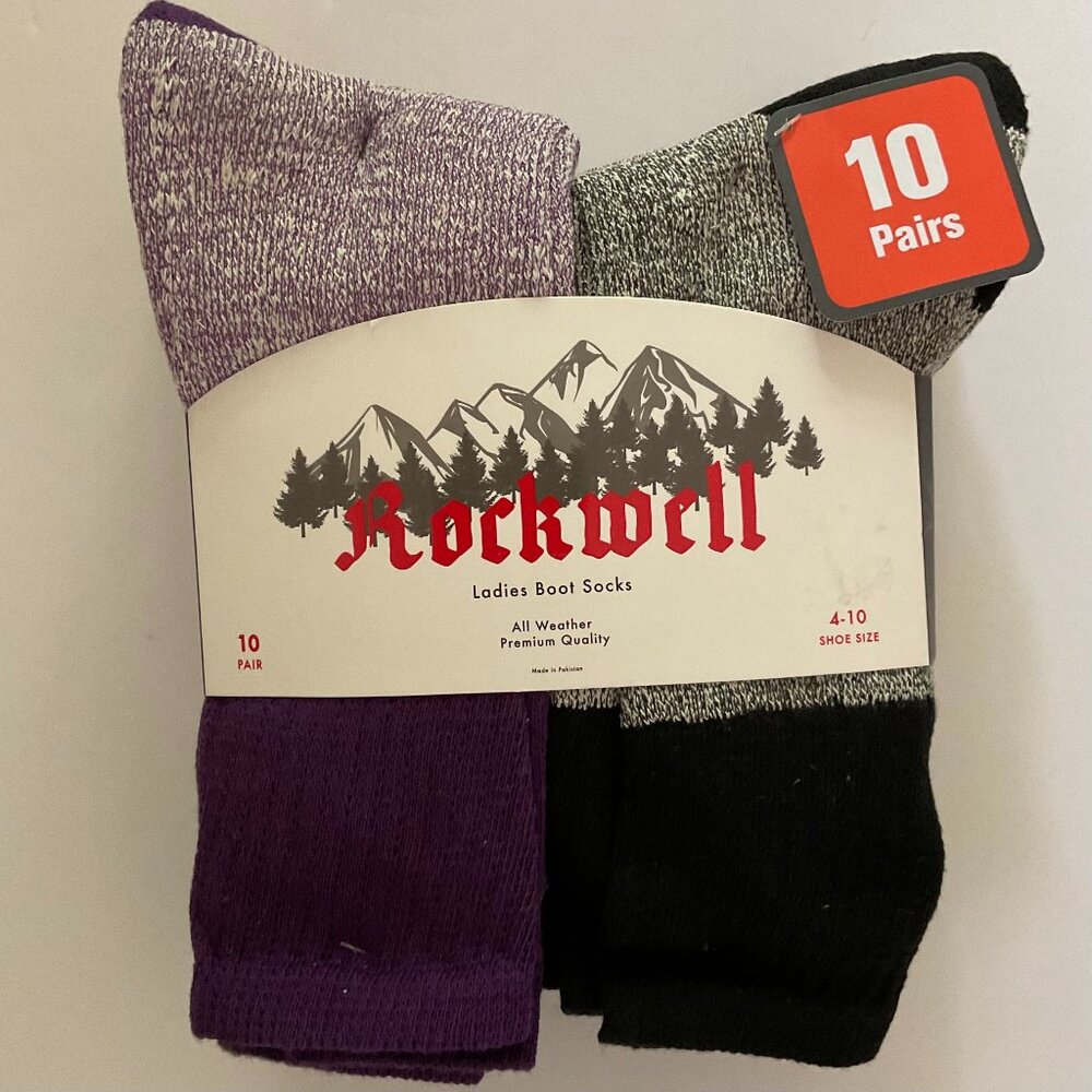 ROCKWELL Women's 10 Pair All Weather Boot Socks NWT Size 4-10